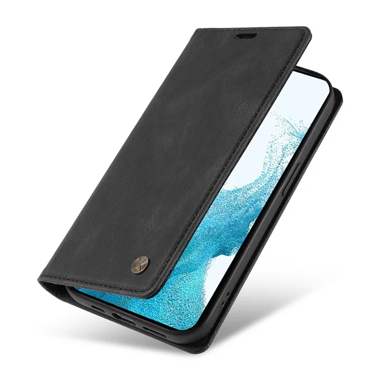 YIKATU YK-004 Capa de Couro Toque de Pele para Samsung Galaxy S22 5G, Capa de Carteira Magnética de Suporte de Telefone - Preto