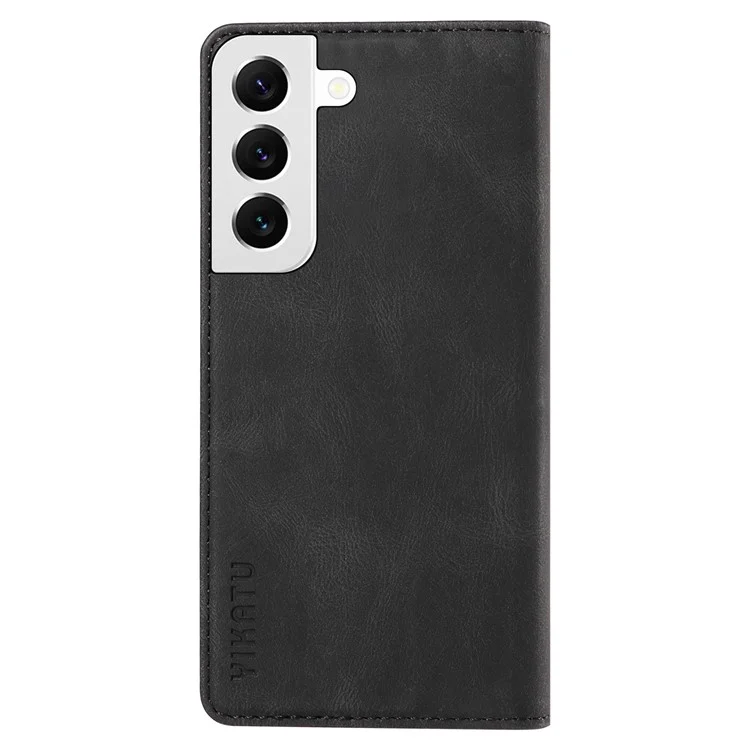 YIKATU YK-004 Capa de Couro Toque de Pele para Samsung Galaxy S22 5G, Capa de Carteira Magnética de Suporte de Telefone - Preto