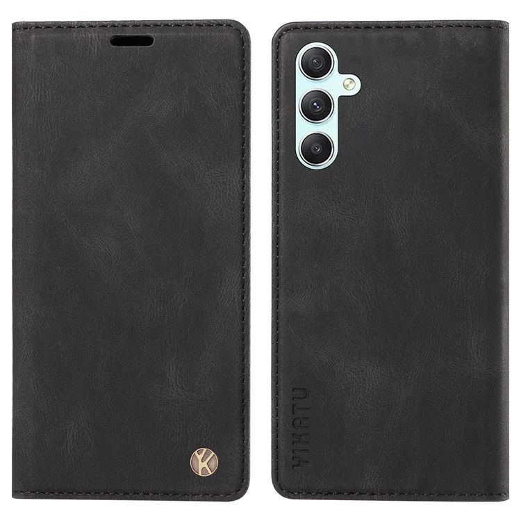 YIKATU YK-004 For Samsung Galaxy A34 5G Dustproof Phone Case Skin-Touch Feeling PU Leather Shell Wallet Stand Cover - Black