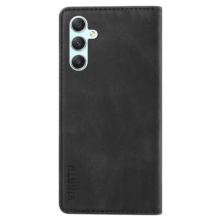 YIKATU YK-004 For Samsung Galaxy A34 5G Dustproof Phone Case Skin-Touch Feeling PU Leather Shell Wallet Stand Cover - Black