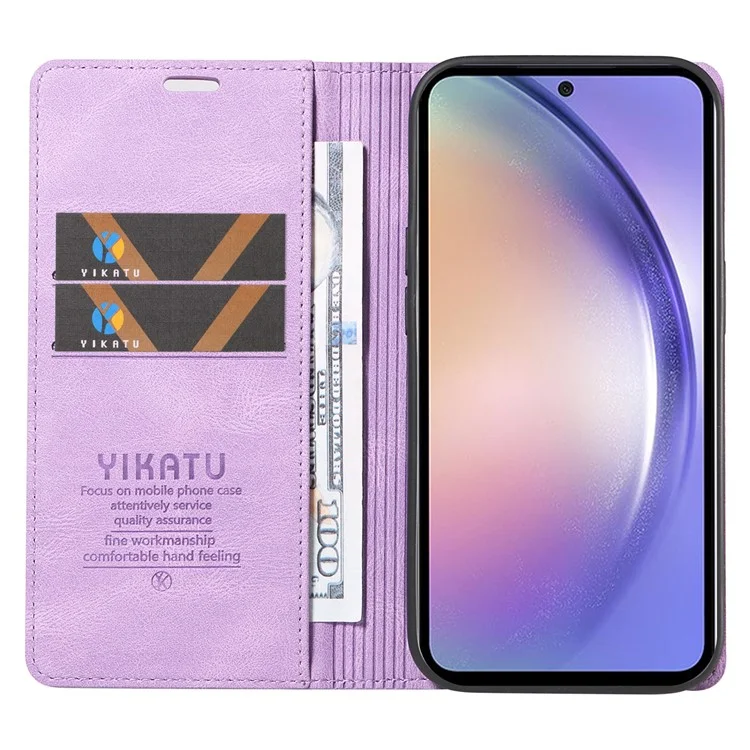 YIKATU YK-004 Pour Samsung Galaxy A54 5G Housse de protection en cuir synthétique Folio Flip avec support - Violet