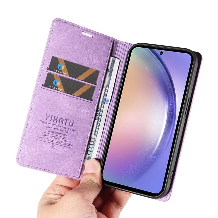 YIKATU YK-004 Pour Samsung Galaxy A54 5G Housse de protection en cuir synthétique Folio Flip avec support - Violet