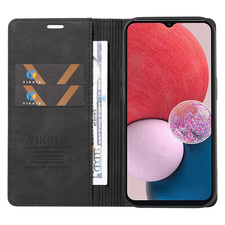 YIKATU YK-004 für Samsung Galaxy A32 5G / M32 5G Skin-Touch-Flip-Stand-Cover PU-Leder-Brieftasche Handyhülle - Schwarz
