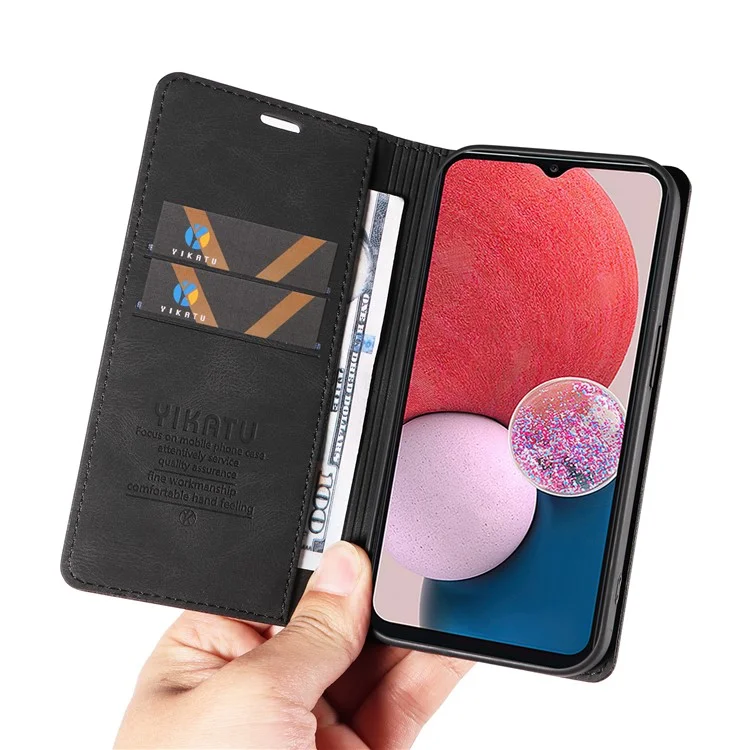 YIKATU YK-004 für Samsung Galaxy A32 5G / M32 5G Skin-Touch-Flip-Stand-Cover PU-Leder-Brieftasche Handyhülle - Schwarz