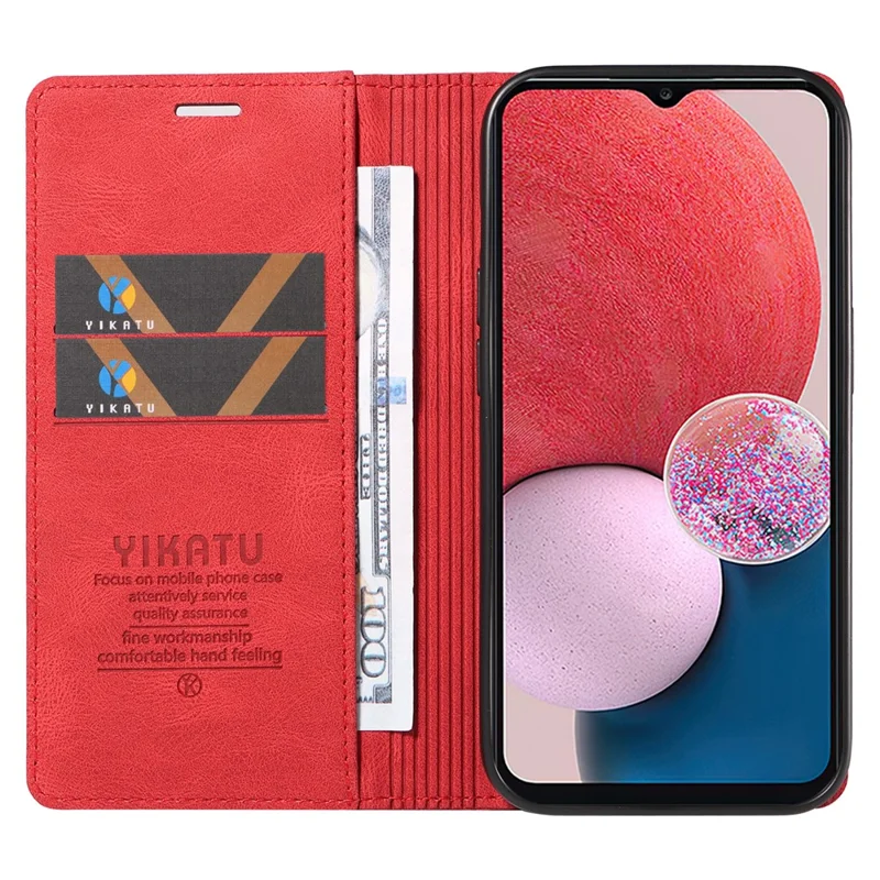 YIKATU YK-004 Pour Samsung Galaxy A32 5G / M32 5G Étui portefeuille en cuir PU avec support tactile - Rouge