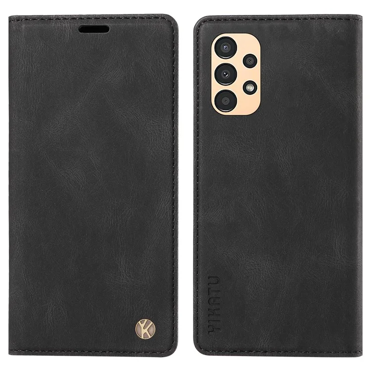 YIKATU YK-004 Para Samsung Galaxy A52 4G / A52s 5G / A52 5G Capa de telefone em couro com toque de pele Anti-queda Wallet Stand Cover - Preto