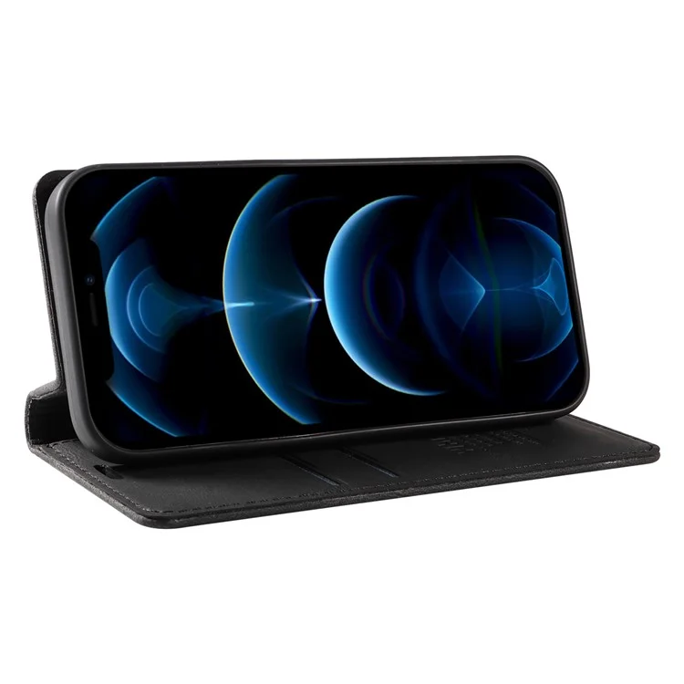 YIKATU YK-004 Pour iPhone 12 / 12 Pro 6.1 pouces Étui portefeuille en cuir PU avec fermeture magnétique et support de téléphone - Noir