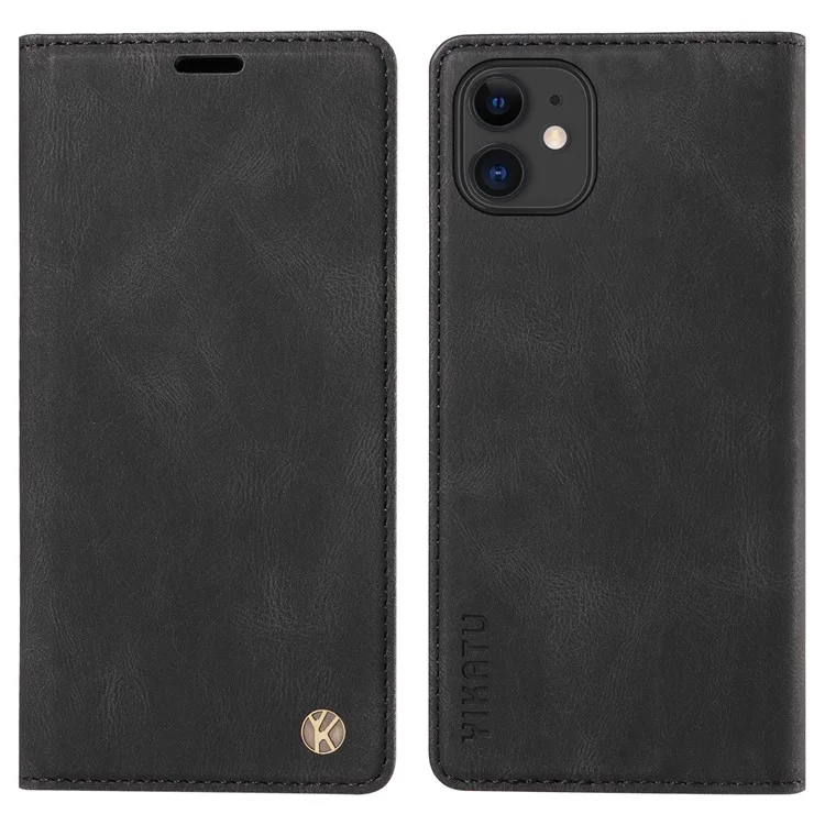 YIKATU YK-004 Funda de Cartera con Tapa Tipo Billetera y Soporte para iPhone 11, Piel Suave al Tacto, Anticaídas - Negro