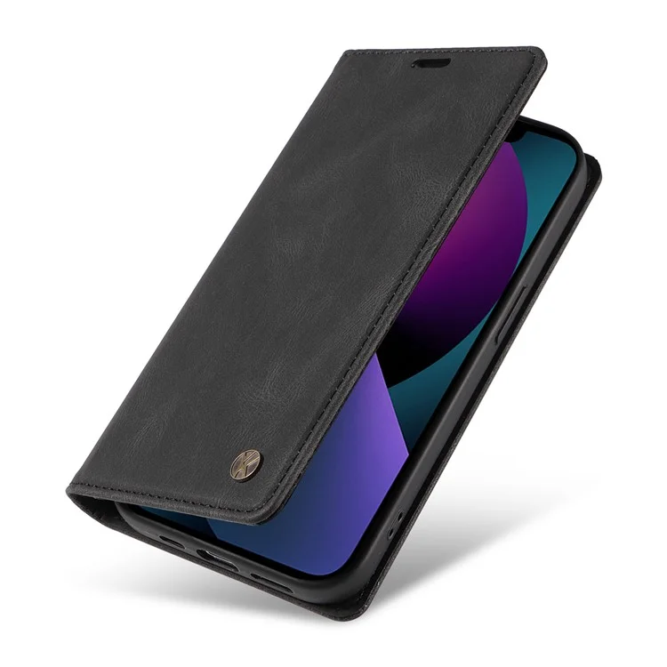 YIKATU YK-004 For iPhone 15 Magnetic Auto-absorbed PU Leather Shell Phone Wallet Stand Cover - Black