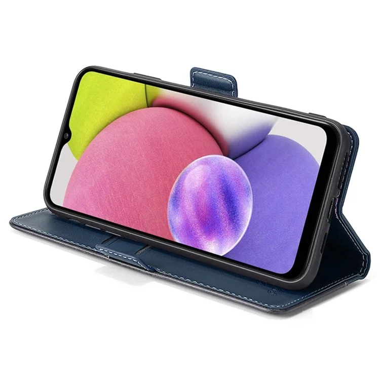 Para Samsung Galaxy M54 5G / F54 5G Carteira Case Flip Stand Contraste Cor TPU+PU Leather Phone Cover - Azul+Cinza