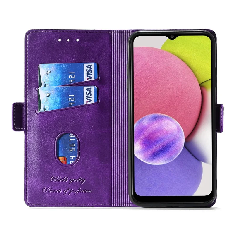 For Samsung Galaxy M54 5G / F54 5G Wallet Case Flip Stand Contrast Color TPU+PU Leather Phone Cover - Rose+Purple