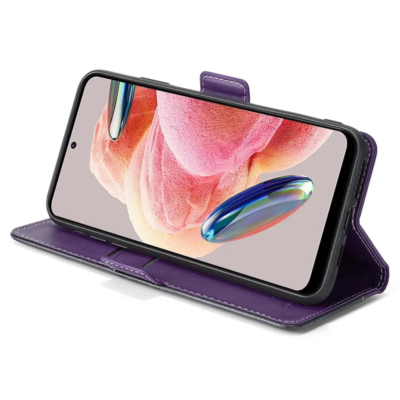 Dual Color Phone Cover for Xiaomi Civi 3 5G , PU Leather Wallet Case Flip Stand Phone Shell - Rose+Purple