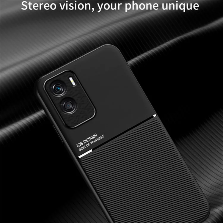 Магнитный автомобильный держатель для телефона для Honor X50i 5G, чехол из PU-кожи+TPU с тиснением - черный