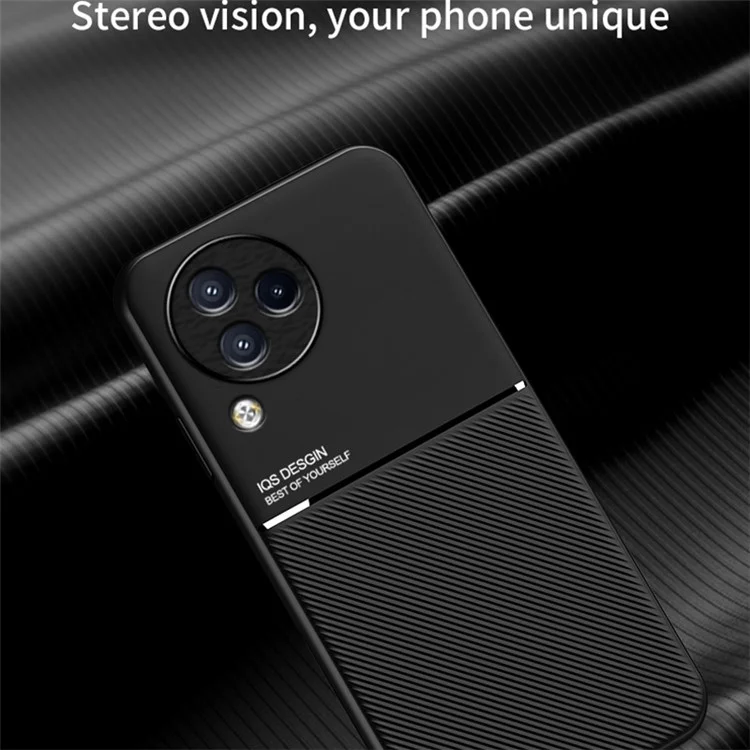 Lines Imprinted Phone Cover for Xiaomi Civi 3 5G , Leather+TPU Case with Built-in Magnetic Holder Metal Sheet - Green