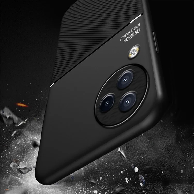 Lines Imprinted Phone Cover for Xiaomi Civi 3 5G , Leather+TPU Case with Built-in Magnetic Holder Metal Sheet - Green