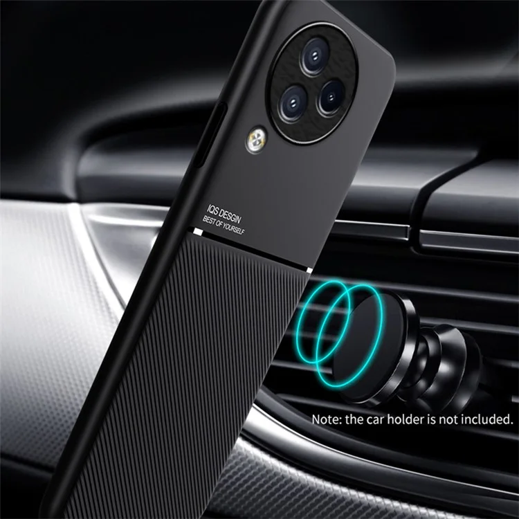 Lines Imprinted Phone Cover for Xiaomi Civi 3 5G , Leather+TPU Case with Built-in Magnetic Holder Metal Sheet - Green
