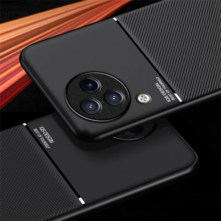 Lines Imprinted Phone Cover for Xiaomi Civi 3 5G , Leather+TPU Case with Built-in Magnetic Holder Metal Sheet - Green