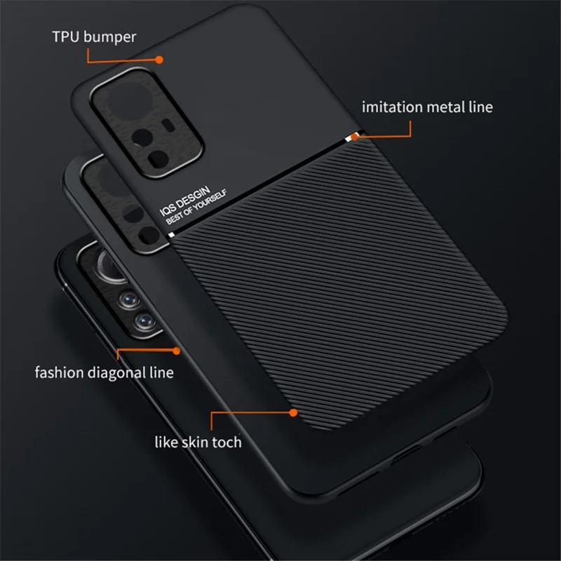 For Xiaomi Redmi Note 12S 4G Lines Imprinted PU Leather+TPU Case Magnetic Car Mount Phone Cover - Green