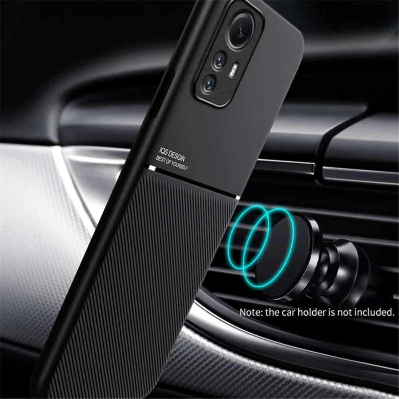 For Xiaomi Redmi Note 12S 4G Lines Imprinted PU Leather+TPU Case Magnetic Car Mount Phone Cover - Green