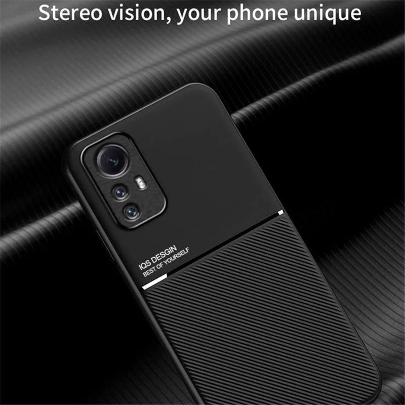 Для Xiaomi Redmi Note 12S 4G Линии с тиснением Чехол из искусственной кожи + TPU, магнитный автомобильный держатель для телефона - Красный