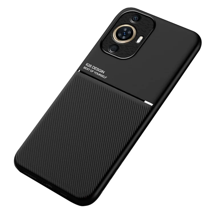 Para Huawei nova 11 / nova 12s 4G / nova 12 Lite 4G Funda de Piel de PU + TPU Funda Protectora con Soporte Magnético Incorporado Hoja de Metal - Negro