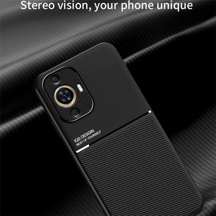 Para Huawei nova 11 / nova 12s 4G / nova 12 Lite 4G Funda de Piel de PU + TPU Funda Protectora con Soporte Magnético Incorporado Hoja de Metal - Negro