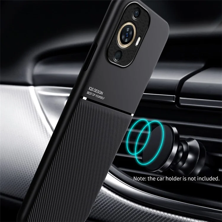 Para Huawei nova 11 / nova 12s 4G / nova 12 Lite 4G Funda de Piel de PU + TPU Funda Protectora con Soporte Magnético Incorporado Hoja de Metal - Negro