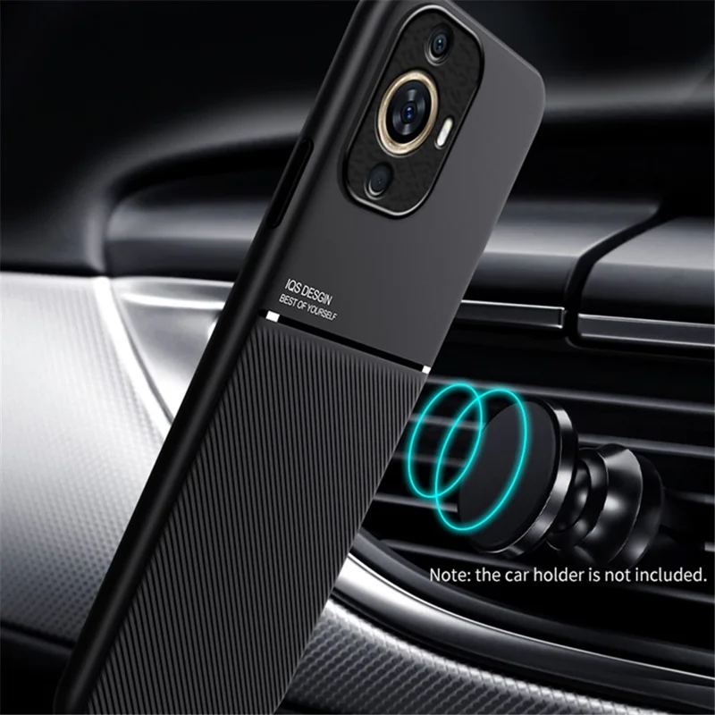 Für Huawei nova 11 / nova 12s 4G / nova 12 Lite 4G PU-Leder+TPU-Hülle Handyhülle mit integriertem Magnethalter Metallblatt - Grün