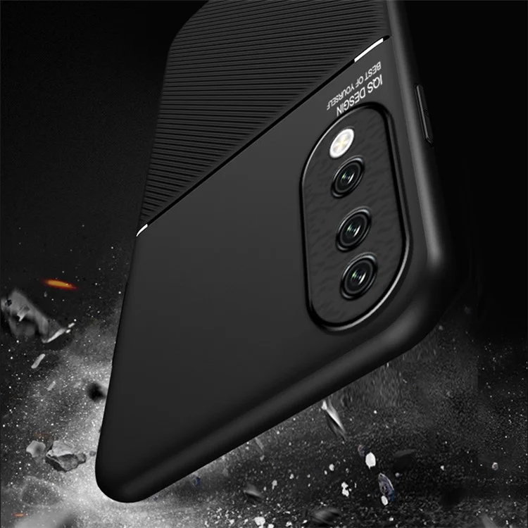 PU Leather+TPU Phone Cover for Honor 90 , Lines Imprinted Magnetic Car Holder Cell Phone Case - Green