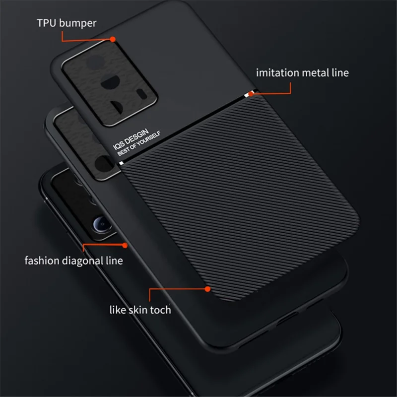 Custodia per telefono con linee impresse per Xiaomi 13 Lite / Civi 2 5G, supporto magnetico per auto in pelle+TPU - Rosso
