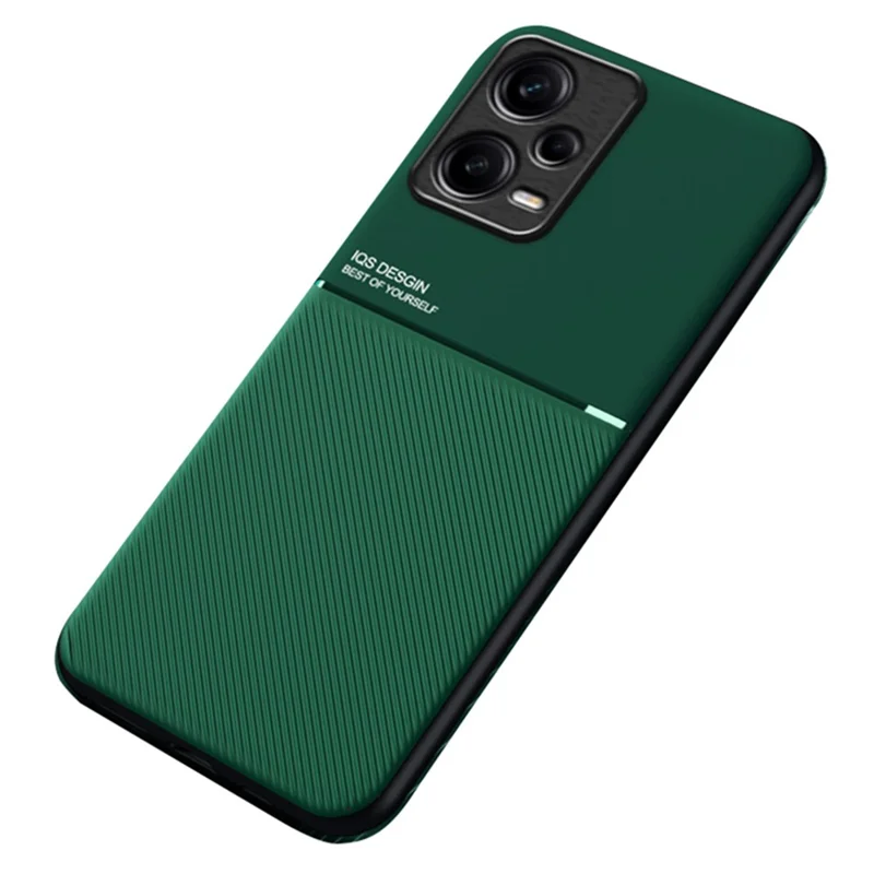 For Xiaomi Redmi Note 12 5G (India) / Poco X5 5G PU Leather+TPU Phone Case Magnetic Car Holder Phone Cover - Green