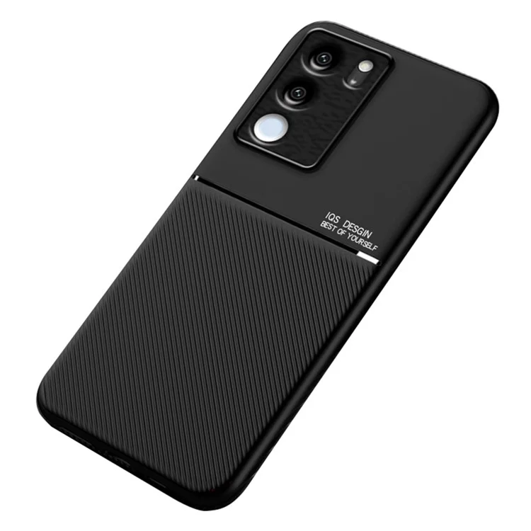 Coque en cuir estampé et TPU pour vivo S17 5G / S17 Pro 5G, support magnétique en métal - Noir