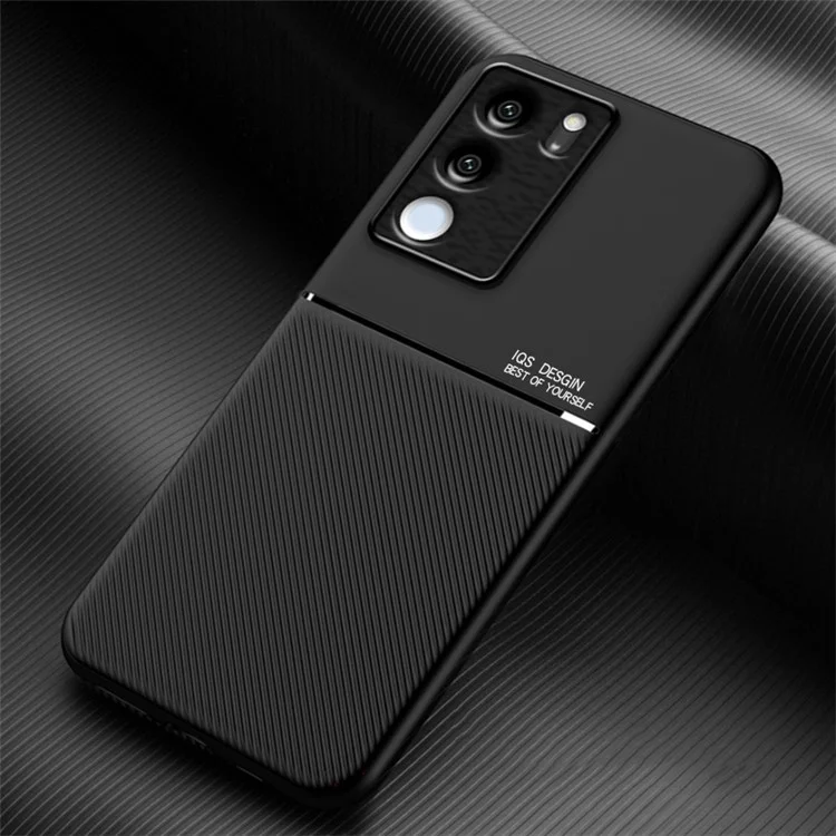 Coque en cuir estampé et TPU pour vivo S17 5G / S17 Pro 5G, support magnétique en métal - Noir
