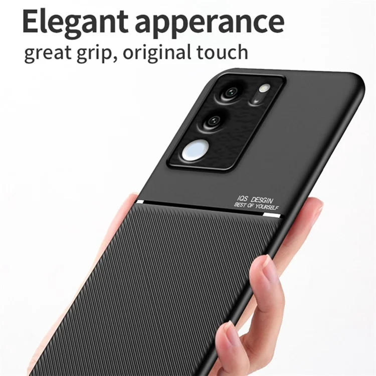 Coque en cuir estampé et TPU pour vivo S17 5G / S17 Pro 5G, support magnétique en métal - Noir