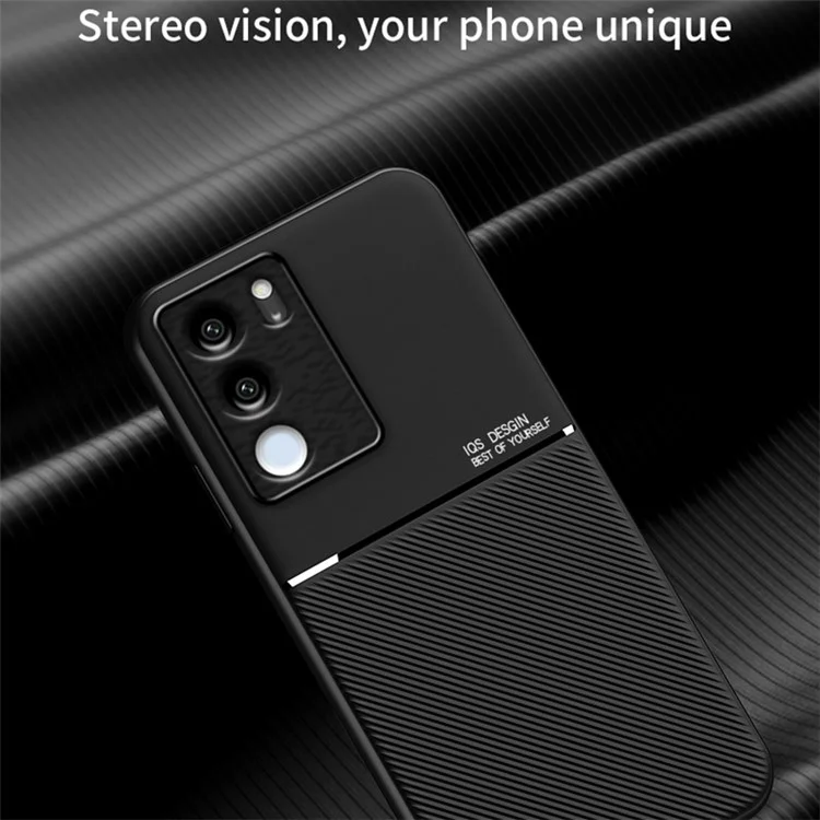 Coque en cuir estampé et TPU pour vivo S17 5G / S17 Pro 5G, support magnétique en métal - Noir