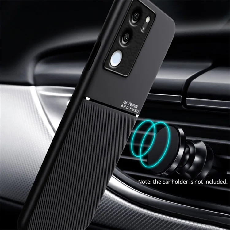 Coque en cuir estampé et TPU pour vivo S17 5G / S17 Pro 5G, support magnétique en métal - Noir