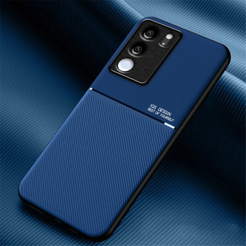 Étui en cuir et TPU imprimé de lignes pour vivo S17 5G / S17 Pro 5G, support magnétique en métal Housse de téléphone - Bleu