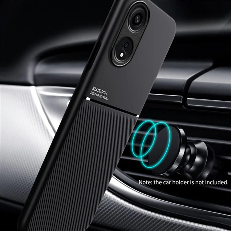 Capa de telefone PU Leather+TPU para Oppo A1 Pro 5G / Reno8 T 5G, Suporte de Carro Magnético Anti-queda - Preto