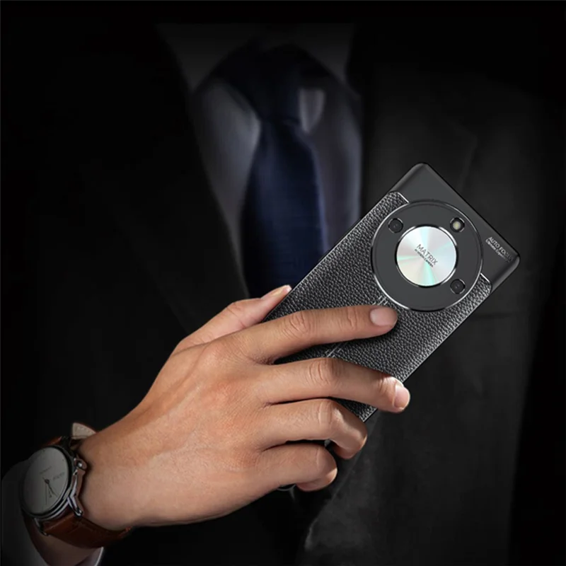 Litchi Texture Phone Case for Honor X50 , Anti-scratch Flexible TPU Phone Back Cover - Black
