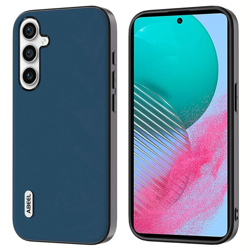 ABEEL For Samsung Galaxy M54 5G / F54 5G Silky Feeling Phone Case Cowhide Leather Coated PC+TPU Anti-Fall Cover - Blue