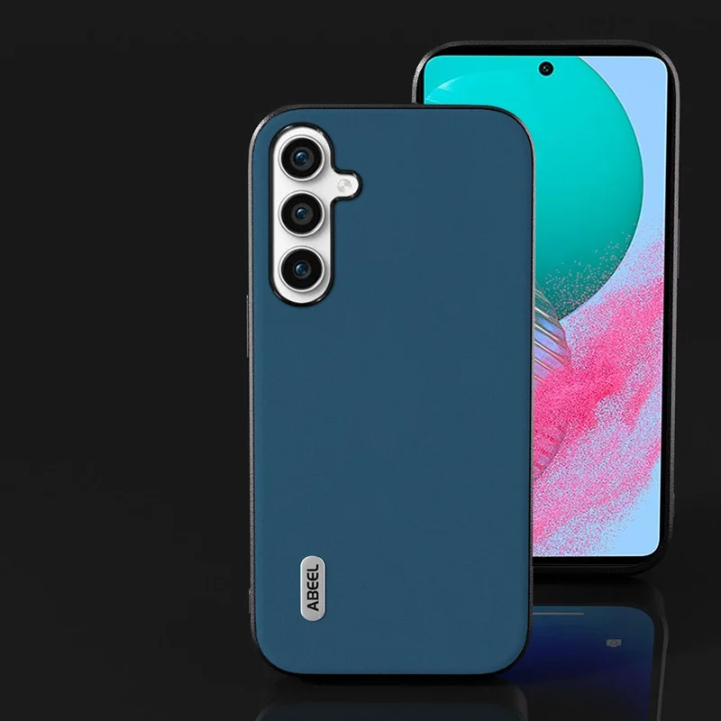 ABEEL For Samsung Galaxy M54 5G / F54 5G Silky Feeling Phone Case Cowhide Leather Coated PC+TPU Anti-Fall Cover - Blue