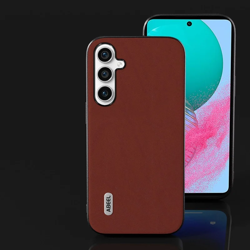 ABEEL Para Samsung Galaxy M54 5G / F54 5G Funda de Teléfono con Tacto Sedoso Recubierta de Piel de Vaca PC+TPU Anti-Caída - Café