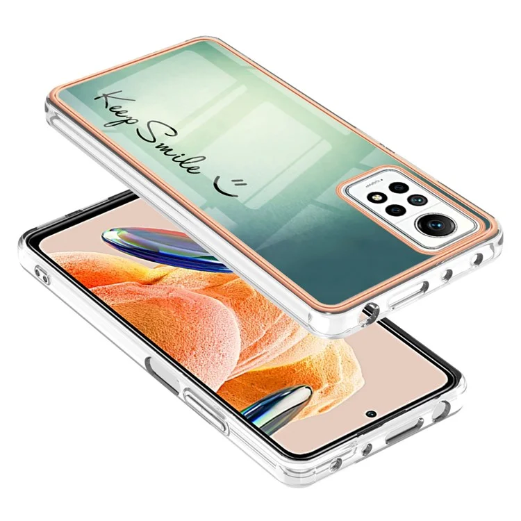 YB IMD Series-19 Style D For Xiaomi Redmi Note 12 Pro 4G / Note 11 Pro 4G (MediaTek) / Note 11 Pro 5G (Qualcomm) IMD Pattern Back Cover 2.0mm TPU Phone Case - Keep Smile