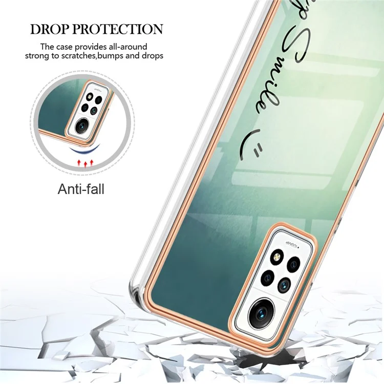 YB IMD Series-19 Style D For Xiaomi Redmi Note 12 Pro 4G / Note 11 Pro 4G (MediaTek) / Note 11 Pro 5G (Qualcomm) IMD Pattern Back Cover 2.0mm TPU Phone Case - Keep Smile