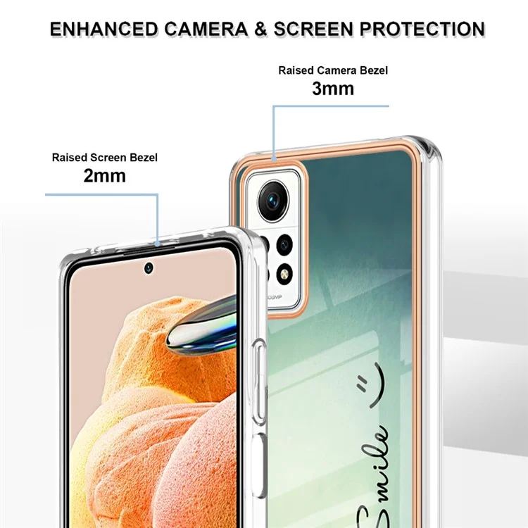 YB IMD Series-19 Style D For Xiaomi Redmi Note 12 Pro 4G / Note 11 Pro 4G (MediaTek) / Note 11 Pro 5G (Qualcomm) IMD Pattern Back Cover 2.0mm TPU Phone Case - Keep Smile