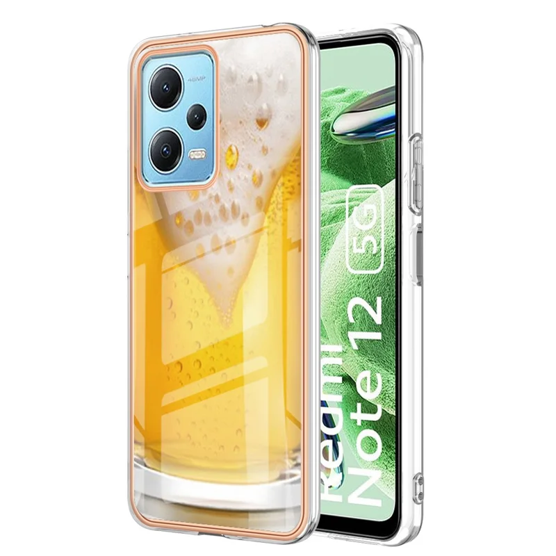 YB Stile Serie-19 D Per Xiaomi Redmi Note 12 5G (cina) /(india) /(globale) / Poco X5 5G Print Telefono Custodia da 2,0 mm TPU IMD Anti-drop Cover - Birra