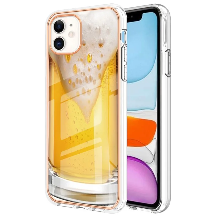 YB IMD Series-19 Style D для iPhone 11 Pattern Printing TPU Case Electroplating 2.0mm IMD Phone Cover - пиво