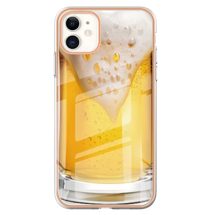 YB IMD Series-19 Style D для iPhone 11 Pattern Printing TPU Case Electroplating 2.0mm IMD Phone Cover - пиво