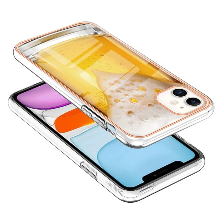 YB IMD Series-19 Style D для iPhone 11 Pattern Printing TPU Case Electroplating 2.0mm IMD Phone Cover - пиво