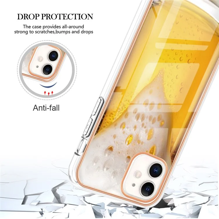YB IMD Series-19 Style D для iPhone 11 Pattern Printing TPU Case Electroplating 2.0mm IMD Phone Cover - пиво